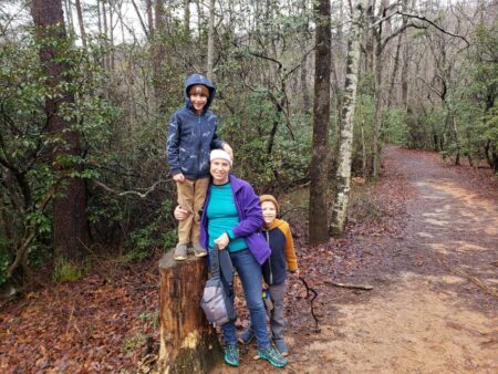 Mother and two son's mid-hike.