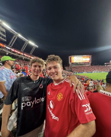 two men at soccer game at Willams Brice Stadium