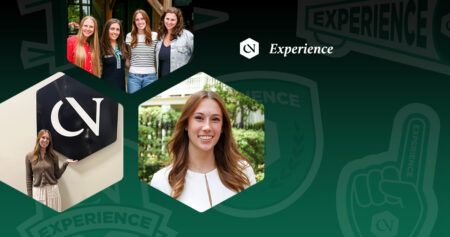 Collage featuring a group of smiling women, a woman near a logo, and another woman posing, all highlighting a positive experience theme.