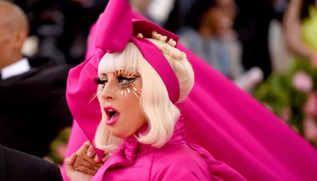 Lady Gaga in a Pink Dress